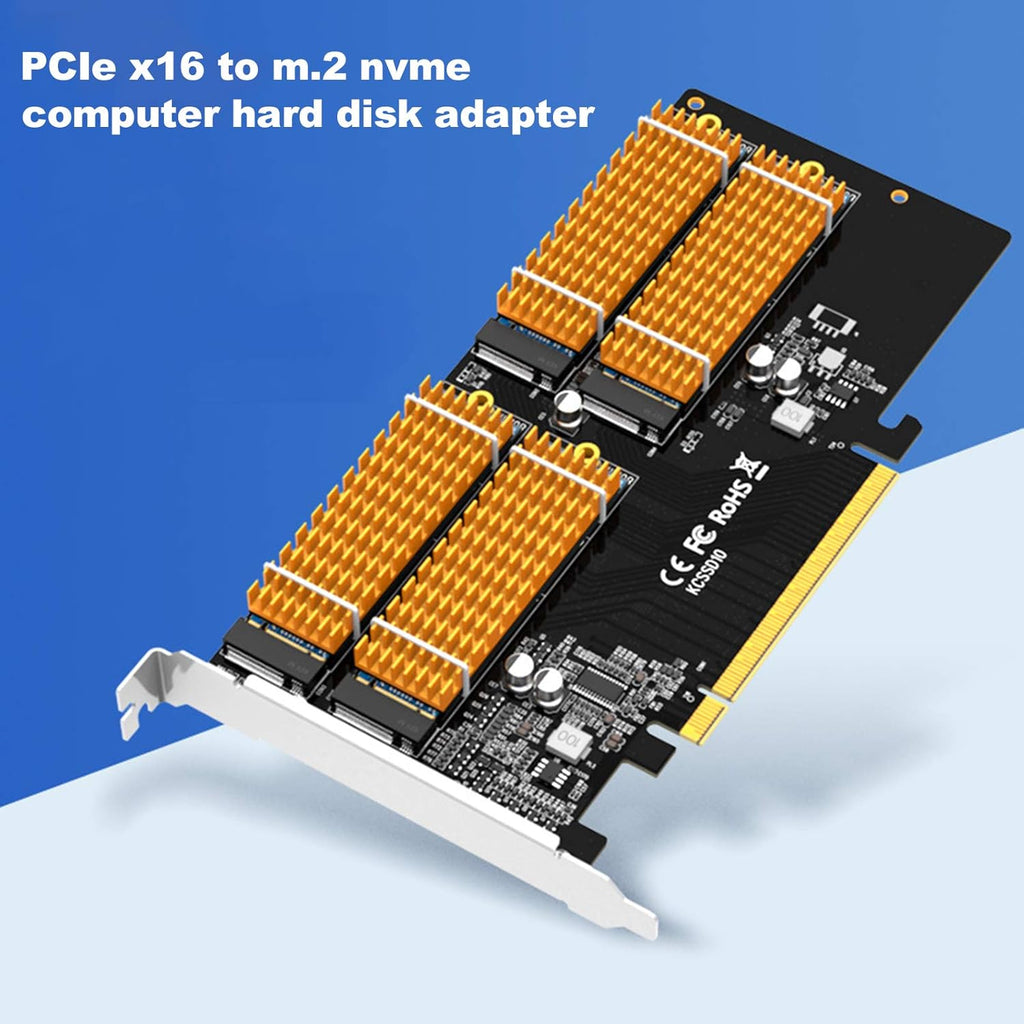 PCIE X16 Adapter Card M.2 NVMe 4‑Bay Solid‑State Drive Expansion Card I10721