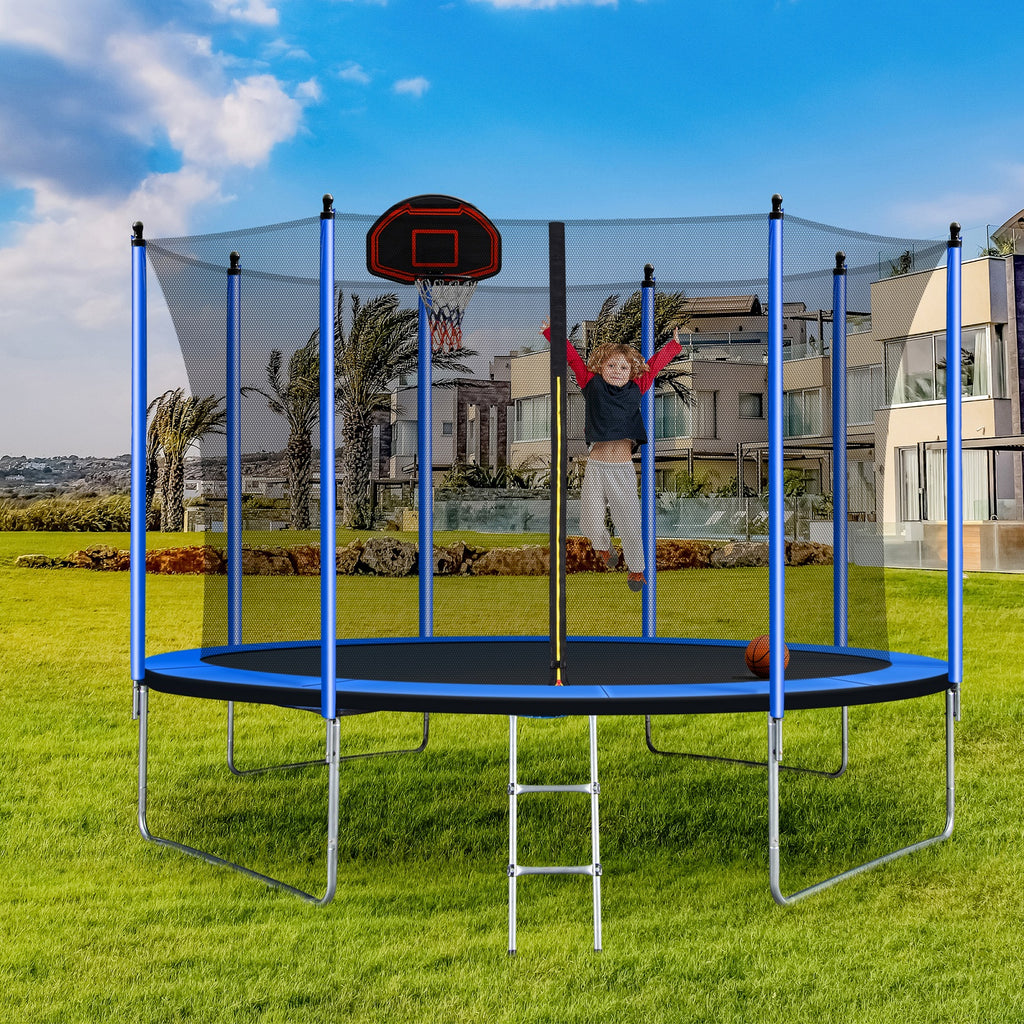 10ft Trampoline with Basketball Hoop and Ladder F64425