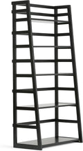 Black Solid Wood 5-Shelf Ladder Bookcase K60737