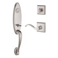 Satin Nickel Handleset with Right Handed Curve Lever and Square Rose O43946