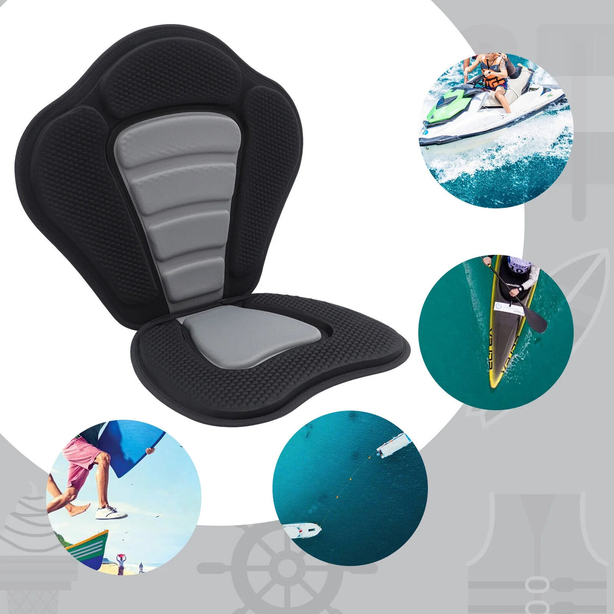 Padded Kayak Seat with Storage Bag Detachable Canoe Seat Q97225