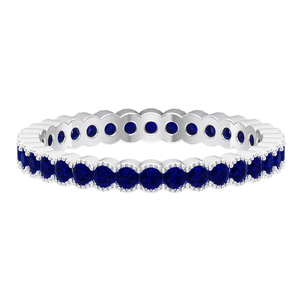 1.5 CT Lab Created Blue Sapphire Full Eternity Ring in 925 Sterling Silver B5279
