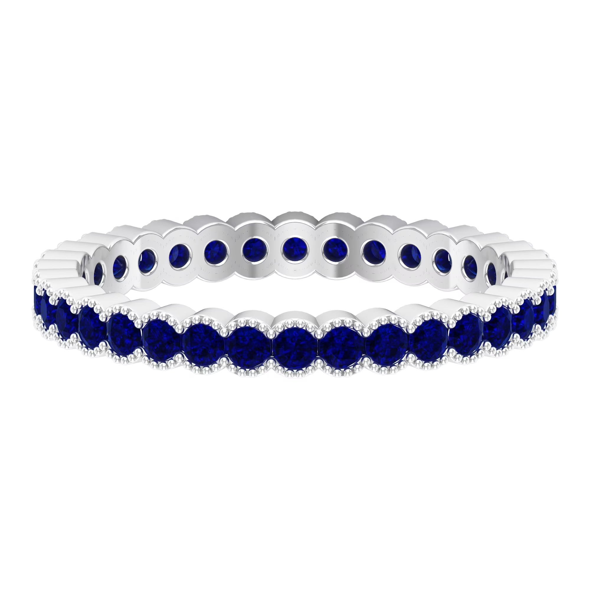 1.5 CT Lab Created Blue Sapphire Full Eternity Ring in 925 Sterling Silver B5279