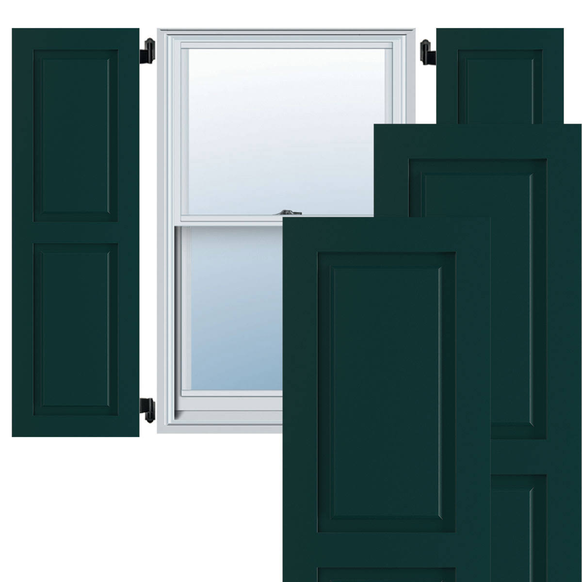 Black Forest Green Exterior Composite Raised Panel Shutters Z758222