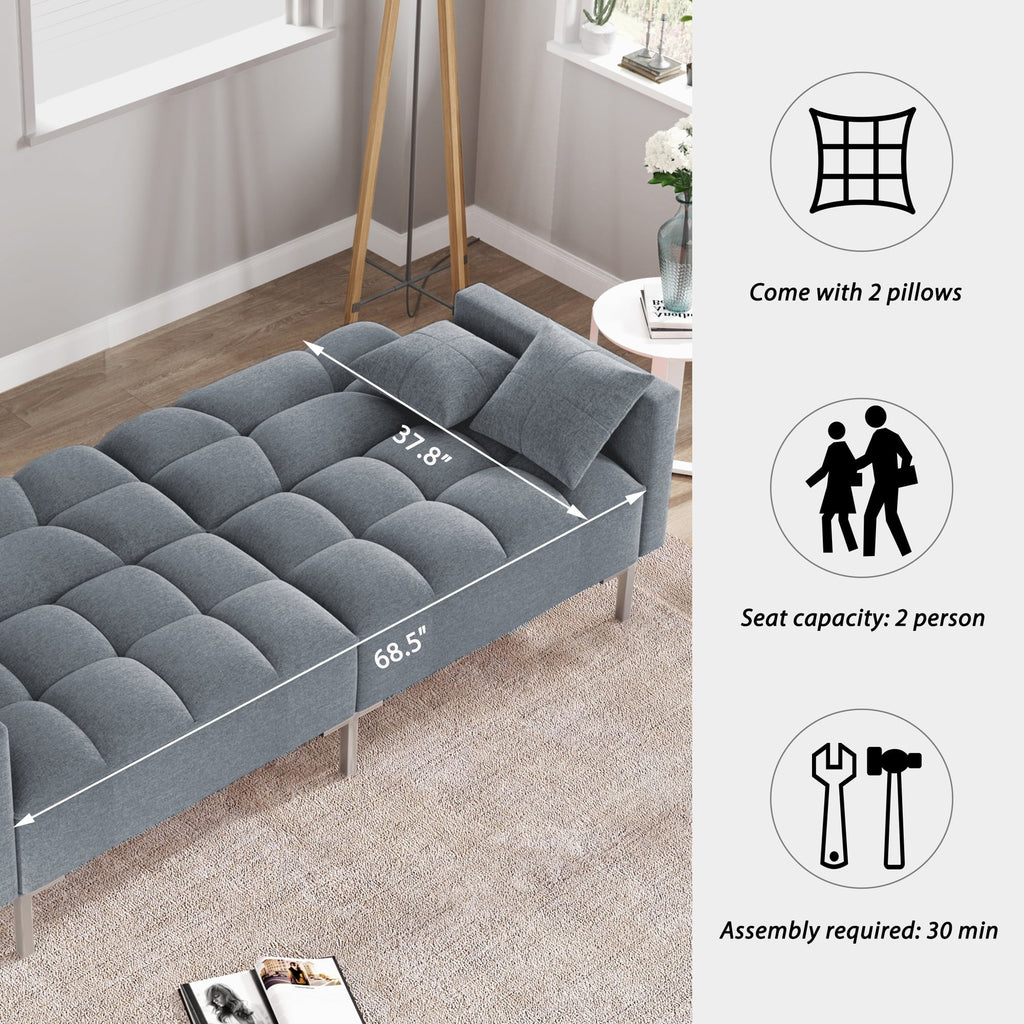 Linen Upholstered Convertible Folding Futon Sofa Bed X536