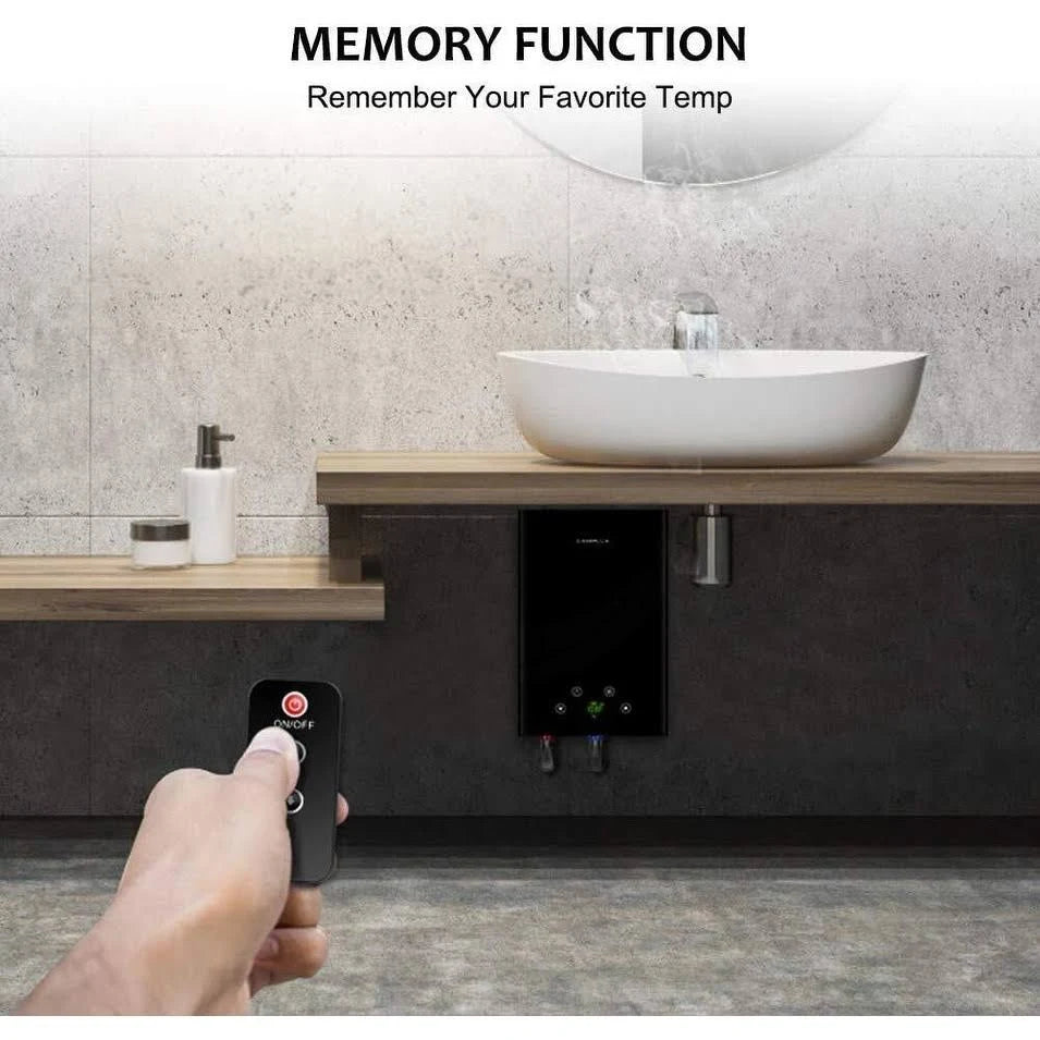 18KW Black Electric Tankless Water Heater with Digital Display and Remote Control C22716