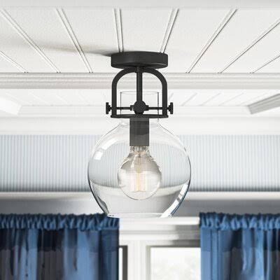 Matte Black Semi Flush Mount Light Fixture L313876