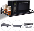Black Wall Mounted Microwave Oven Bracket Storage Rack Aluminum G1176
