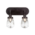 Two Light Bath Bar Dark Granite Finish with Clear Bubble Glass O16930