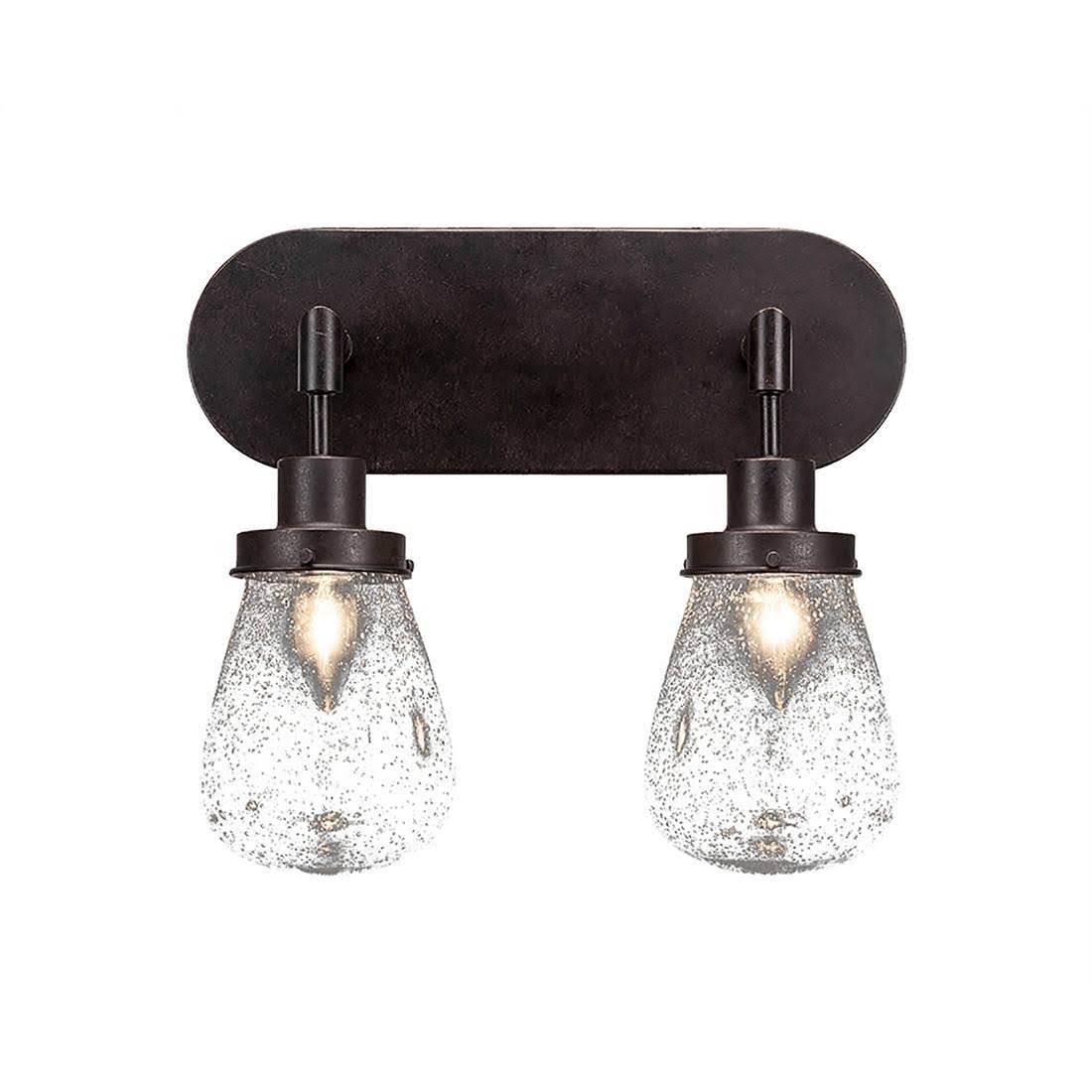 Two Light Bath Bar Dark Granite Finish with Clear Bubble Glass O16930