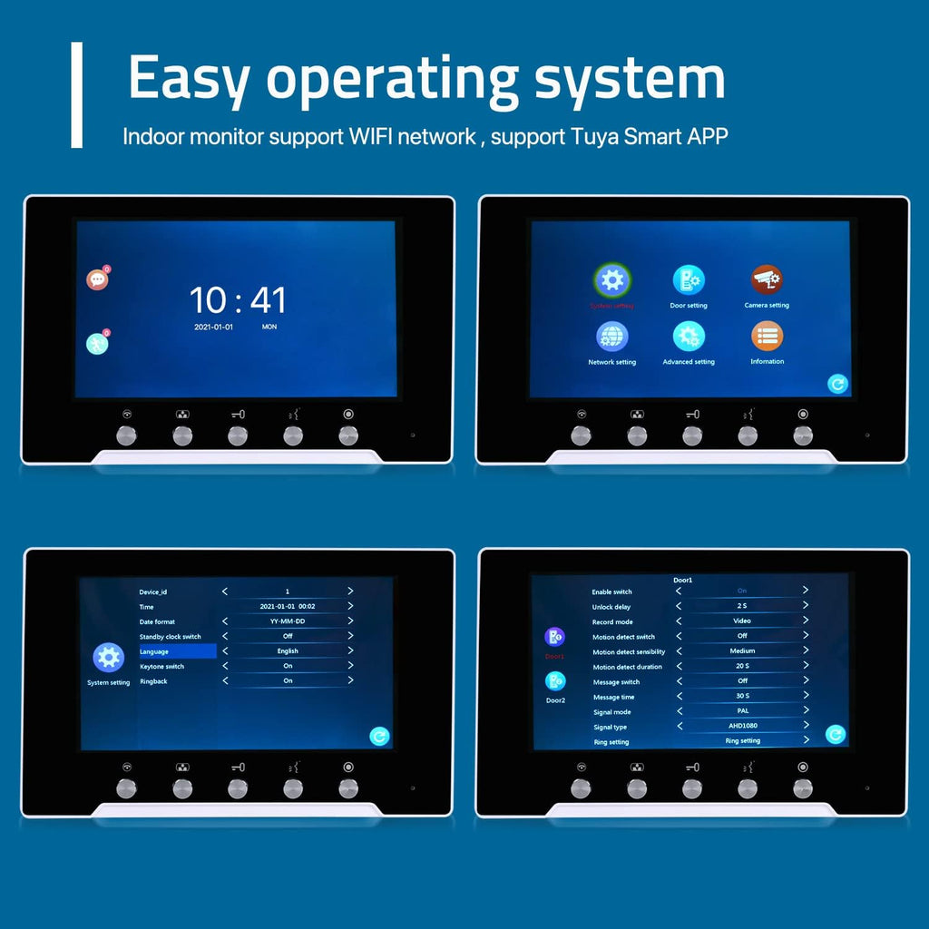 Wireless Video Doorbell System with 7 Inch Monitor and 1080P HD Camera E973628
