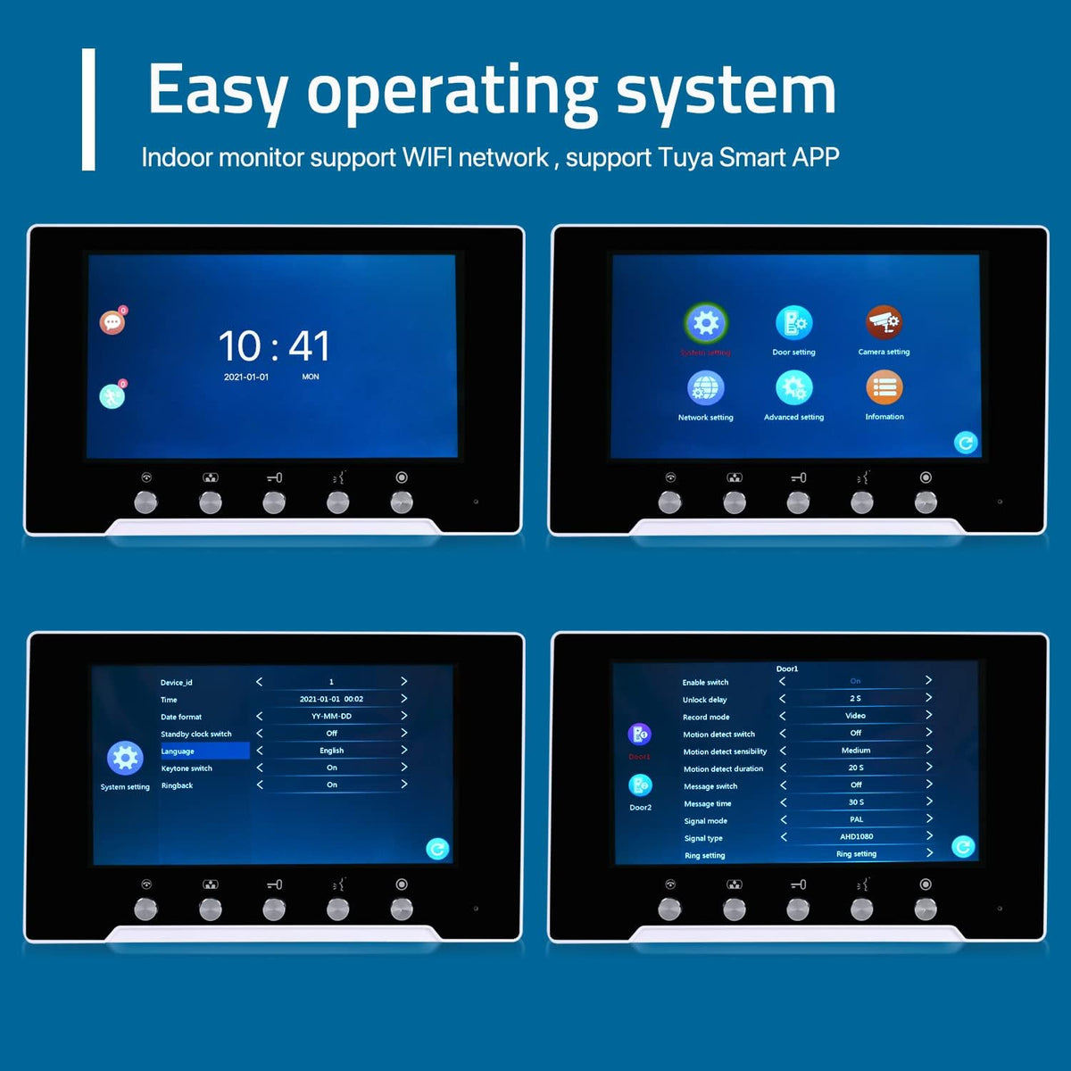 Wireless Video Doorbell System with 7 Inch Monitor and 1080P HD Camera E973628