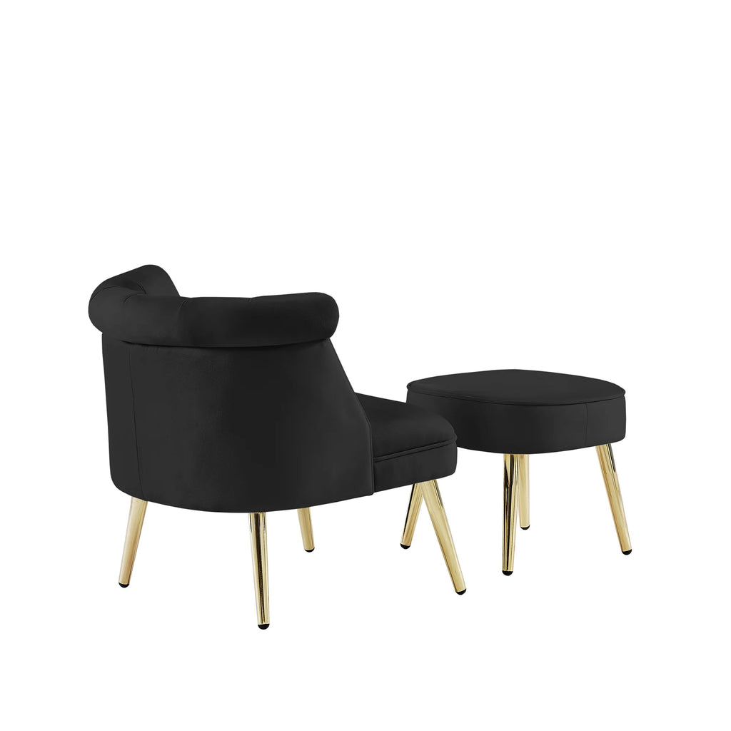 Black Armchair with Ottoman Y22039