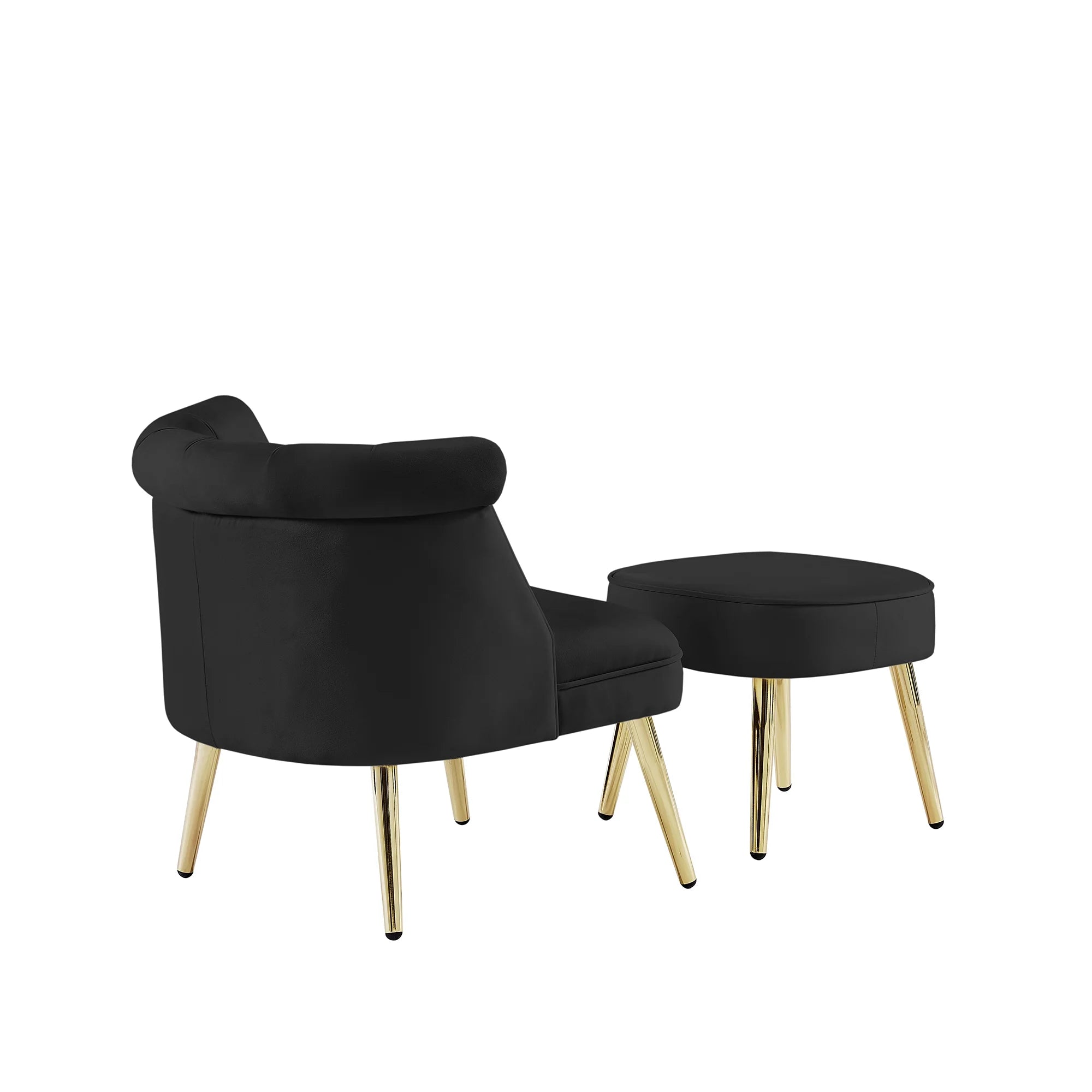 Black Armchair with Ottoman Y22039