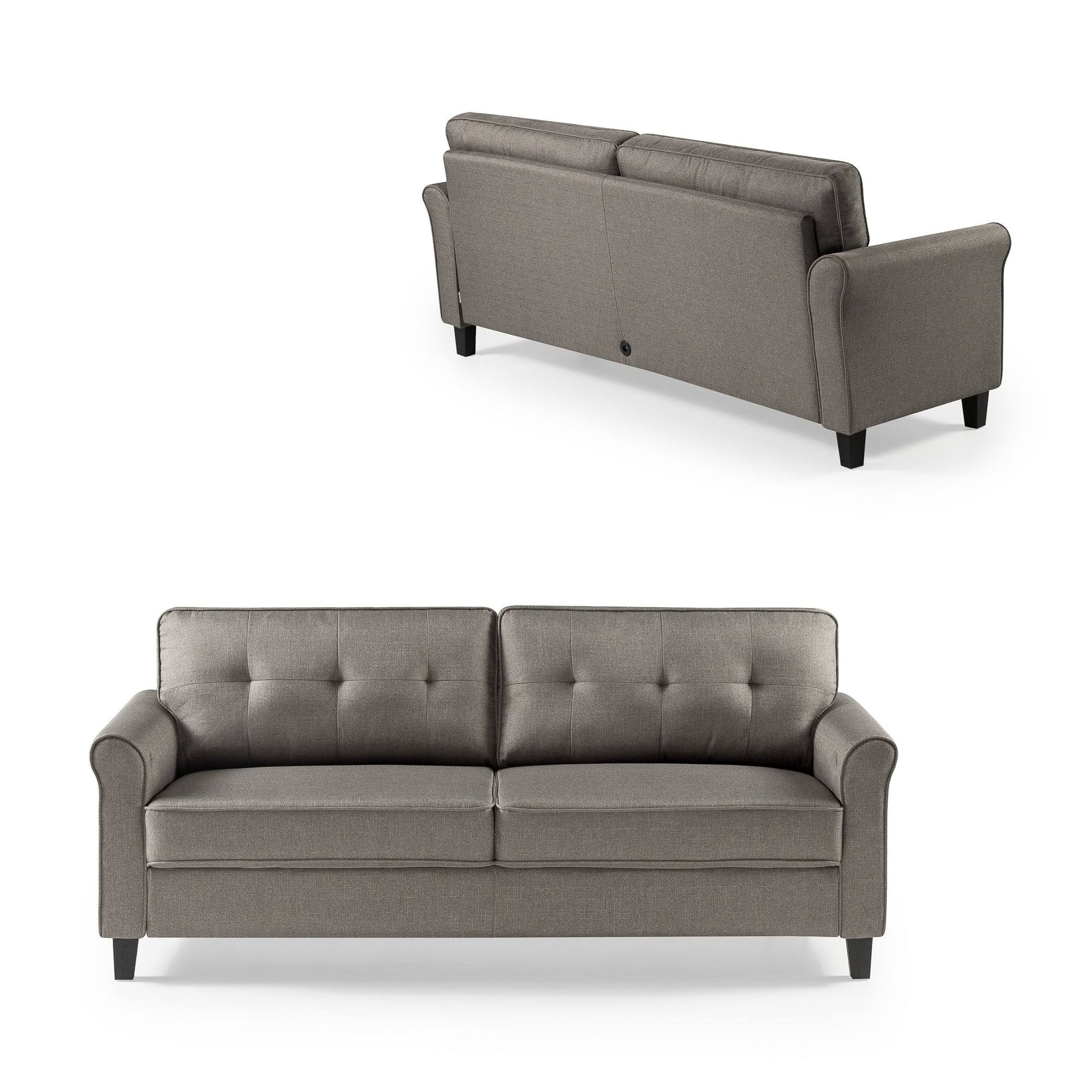 Grey Polyester 3-Seat Sofa with USB Ports J3883