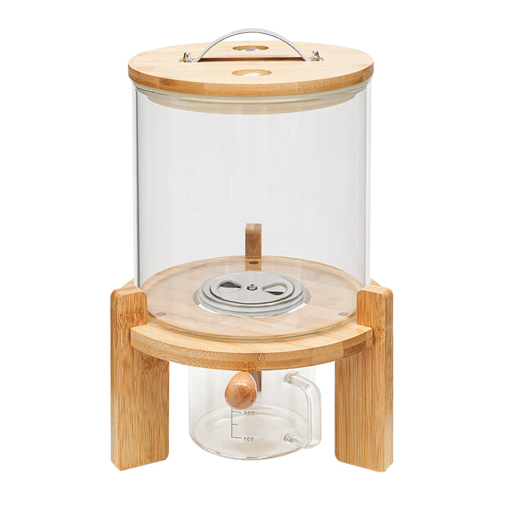 5L Rice Dispenser Grain Container Glass Bottle with Valve F714032