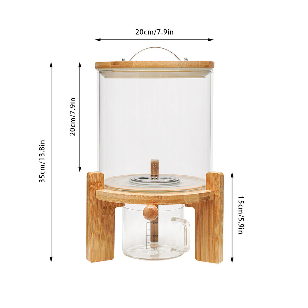5L Rice Dispenser Grain Container Glass Bottle with Valve F714032