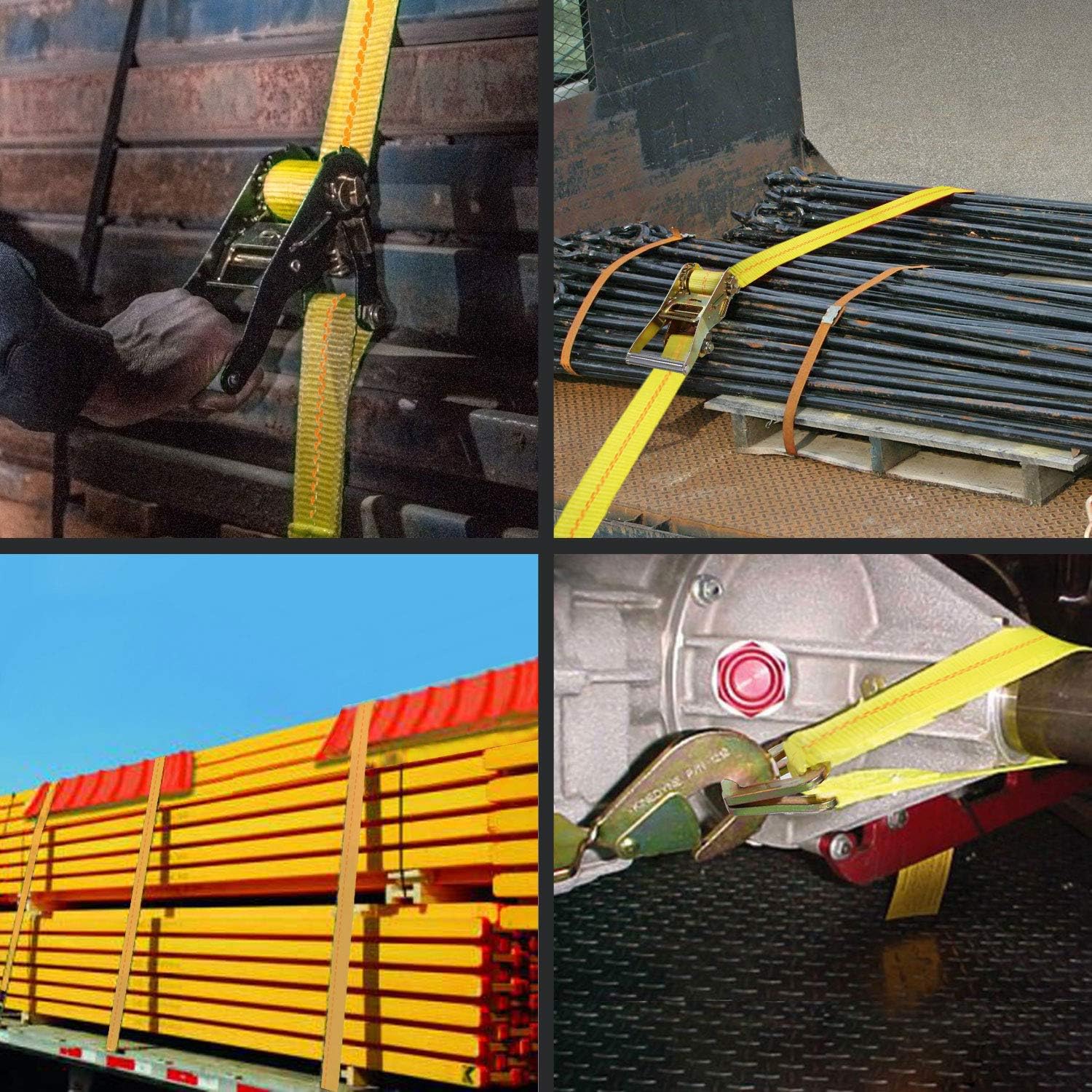 2”x 96” Car Axle Tie Down System with 2 Ratchet Straps and 2+2 Axle Straps G23283