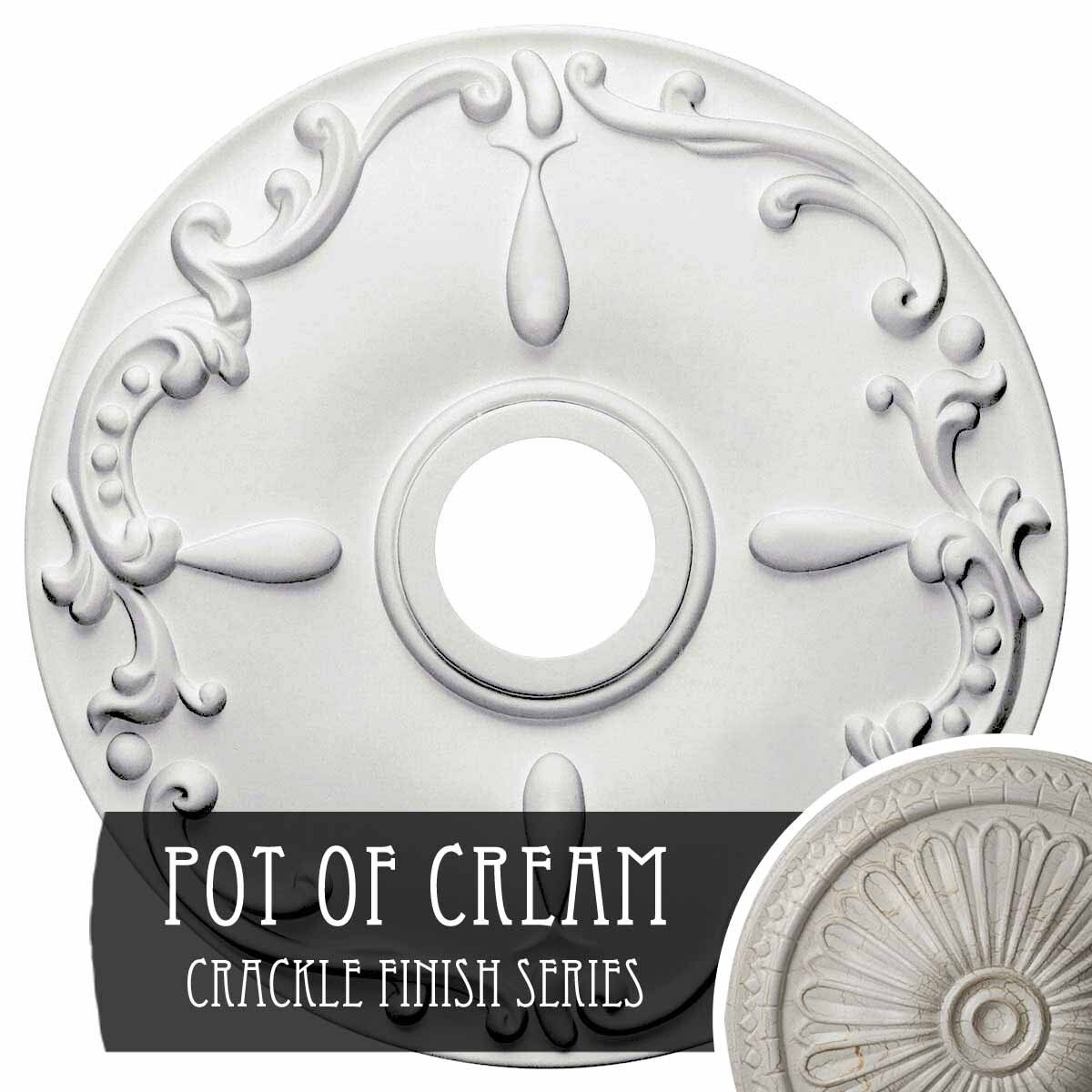 18x22OD x 3 1/2x22ID x 1 1/4x22P Ceiling Medallion, Hand-Painted Pot of Cream Crackle V14209