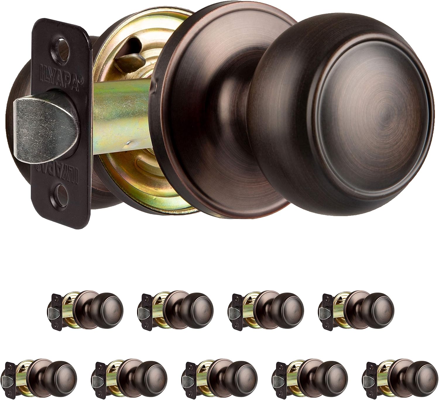 Oil Rubbed Bronze Privacy Door Knobs, Ball Style, 10 Pack D899