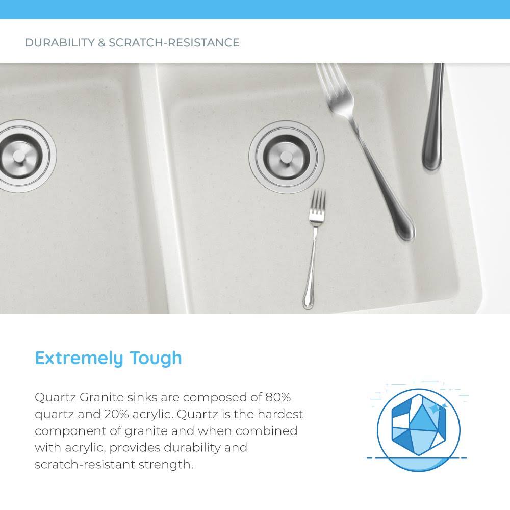 Quartz Granite Undermount Kitchen Sink with Basket Strainer T4505