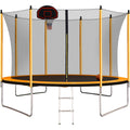 10FT Trampoline with Basketball Hoop, Inflator, and Ladder - Orange V188376