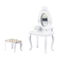 White Dollhouse Table with Stool X627390