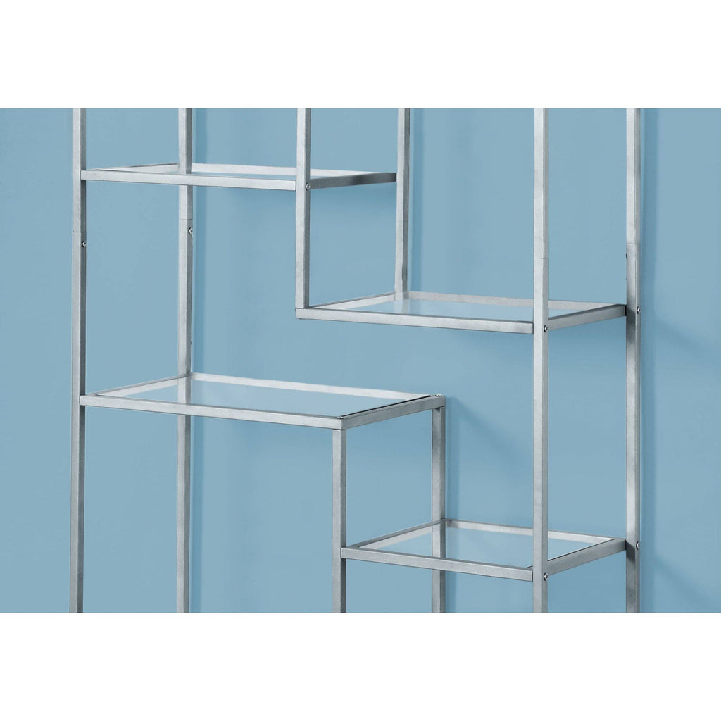 Silver Rectangular Bookcase with Tempered Glass K996203