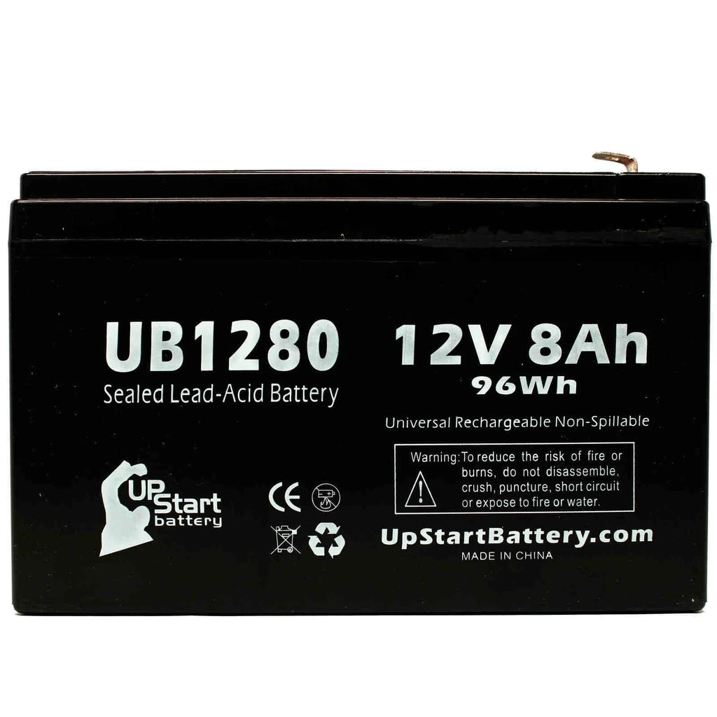 Replacement Sealed Lead Acid Battery (12V, 8Ah, 8000mAh, F1 Terminal, AGM, SLA) with TWO F1 to F2 Terminal Adapters F996719