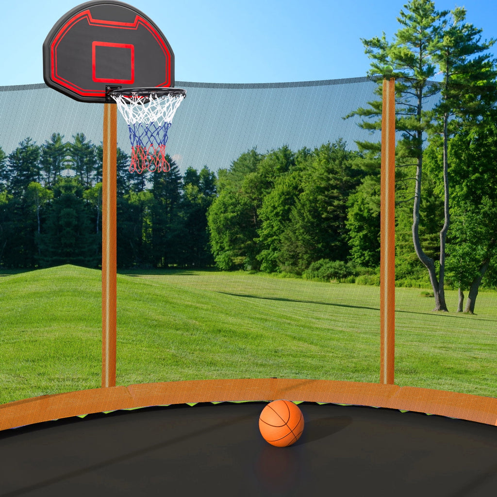 10FT Trampoline with Basketball Hoop, Inflator, and Ladder - Orange V188376