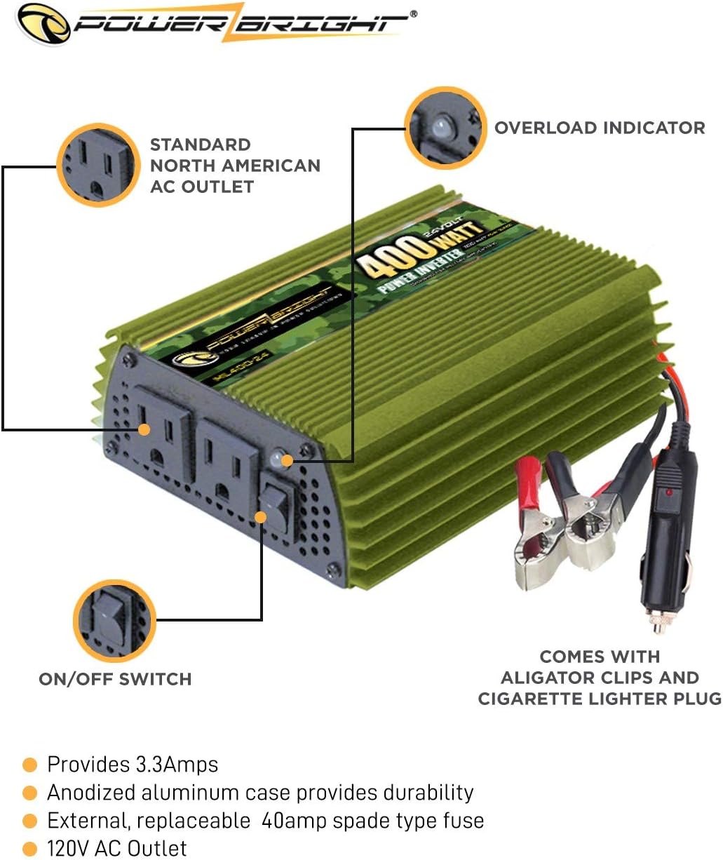 3500 Watt Power Inverter, DC 24V to 120V AC, Four AC Outlets, LCD Display Z153
