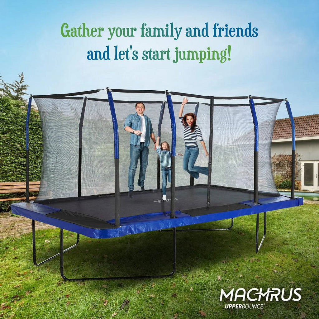 Blue/Black Rectangular Trampoline Set with Enclosure System A90827