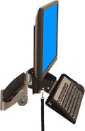 Black Adjustable VESA Monitor & Keyboard Wall Mount System with Tilt & Fold-up, 26 Inch Wide Tray G344