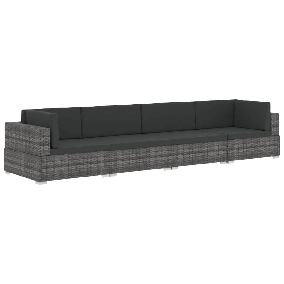 4 Piece Poly Rattan Patio Sofa Set with Cushions Gray Y344473