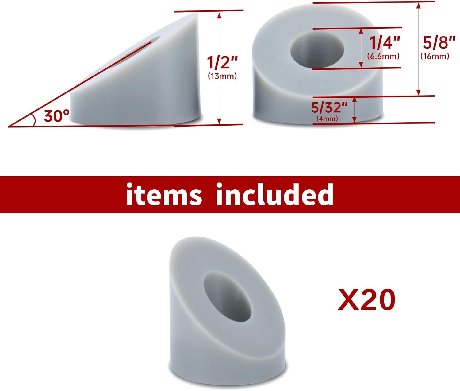 20Pack Stainless Steel Angle Beveled Washer 25 30 35 Degrees ID 1/4 M68297