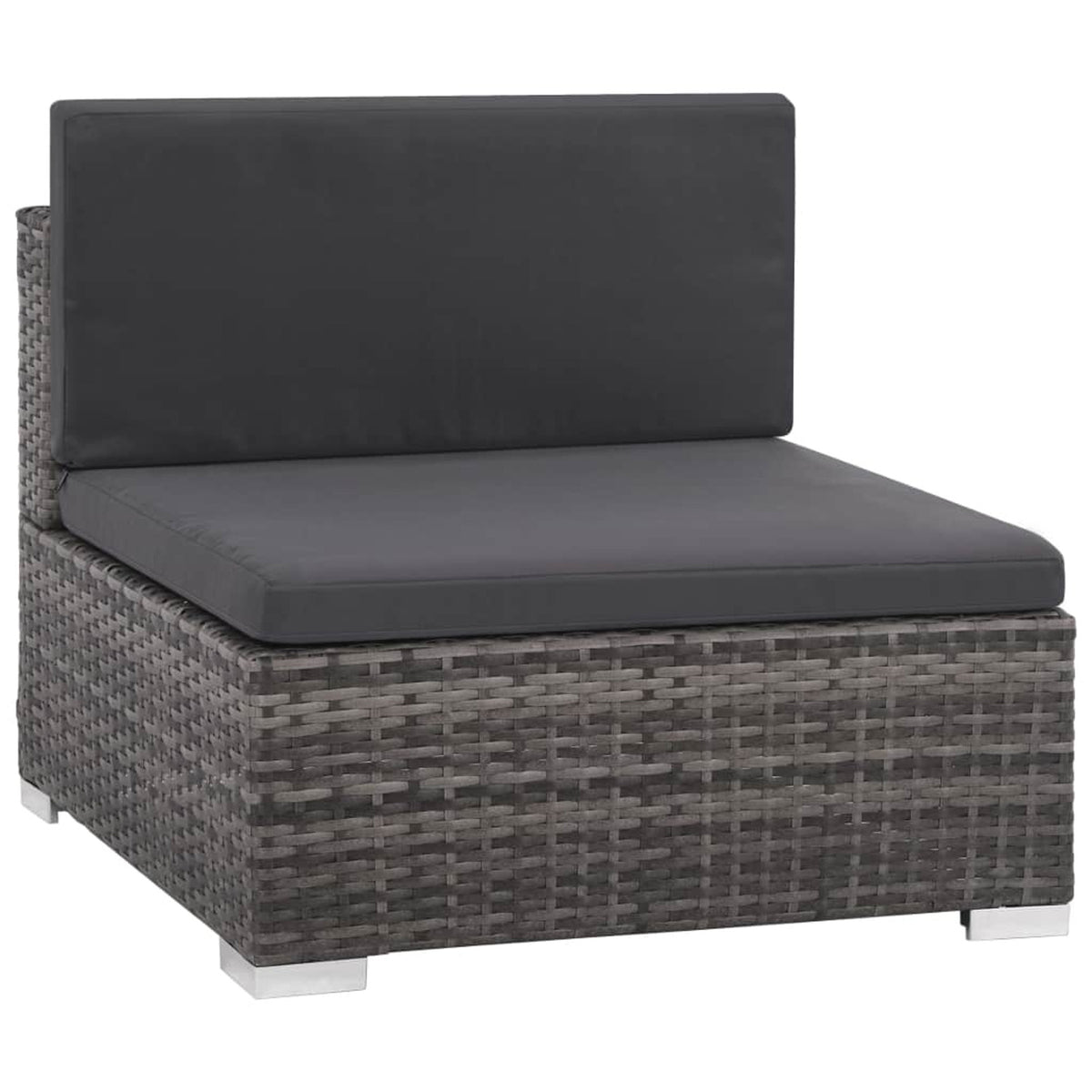 Set of 6 Poly Rattan Patio Sectional Corner Sofa with 2 Ottoman and Soft Cushions Gray Y403