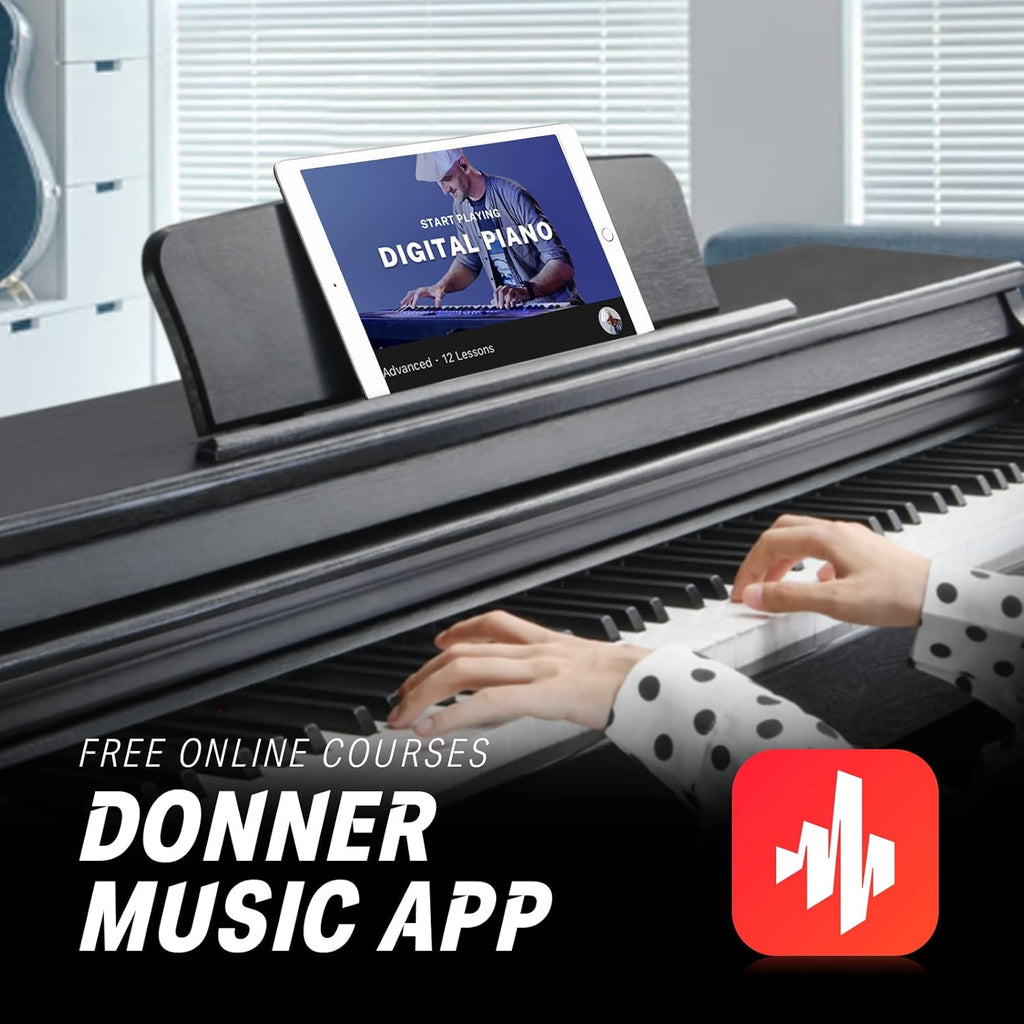 88-Key Weighted Action Digital Piano with Furniture Stand, Triple Pedals, Black R423003
