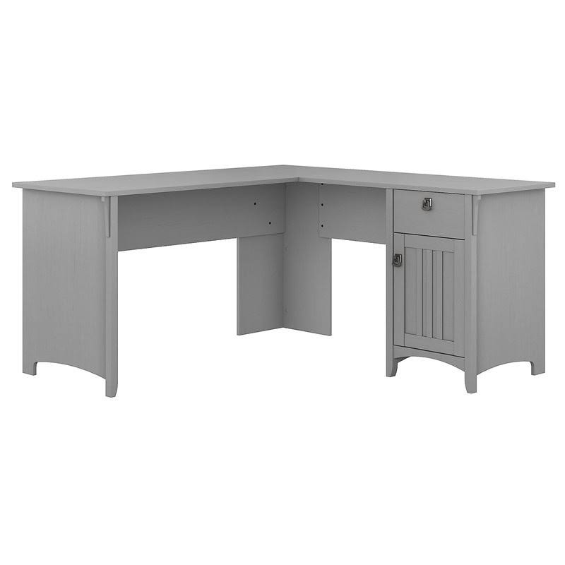 L Shaped Desk with Storage in Cape Cod Gray P117