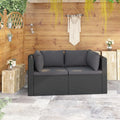 2 Piece Patio Sofa Set with Cushions Poly Rattan Black C557