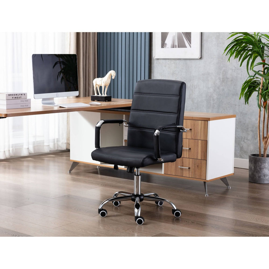 White PU Leather Swivel Office Chair D36406