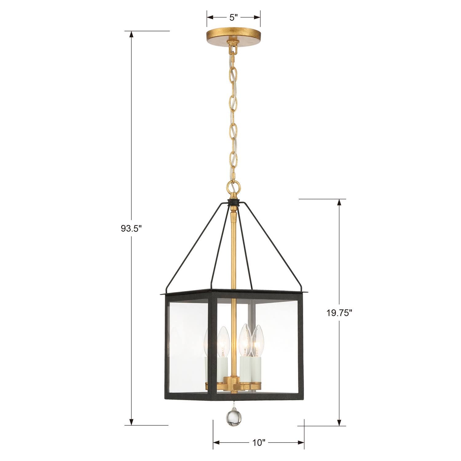4-Light Black Antique Gold Lantern S28661