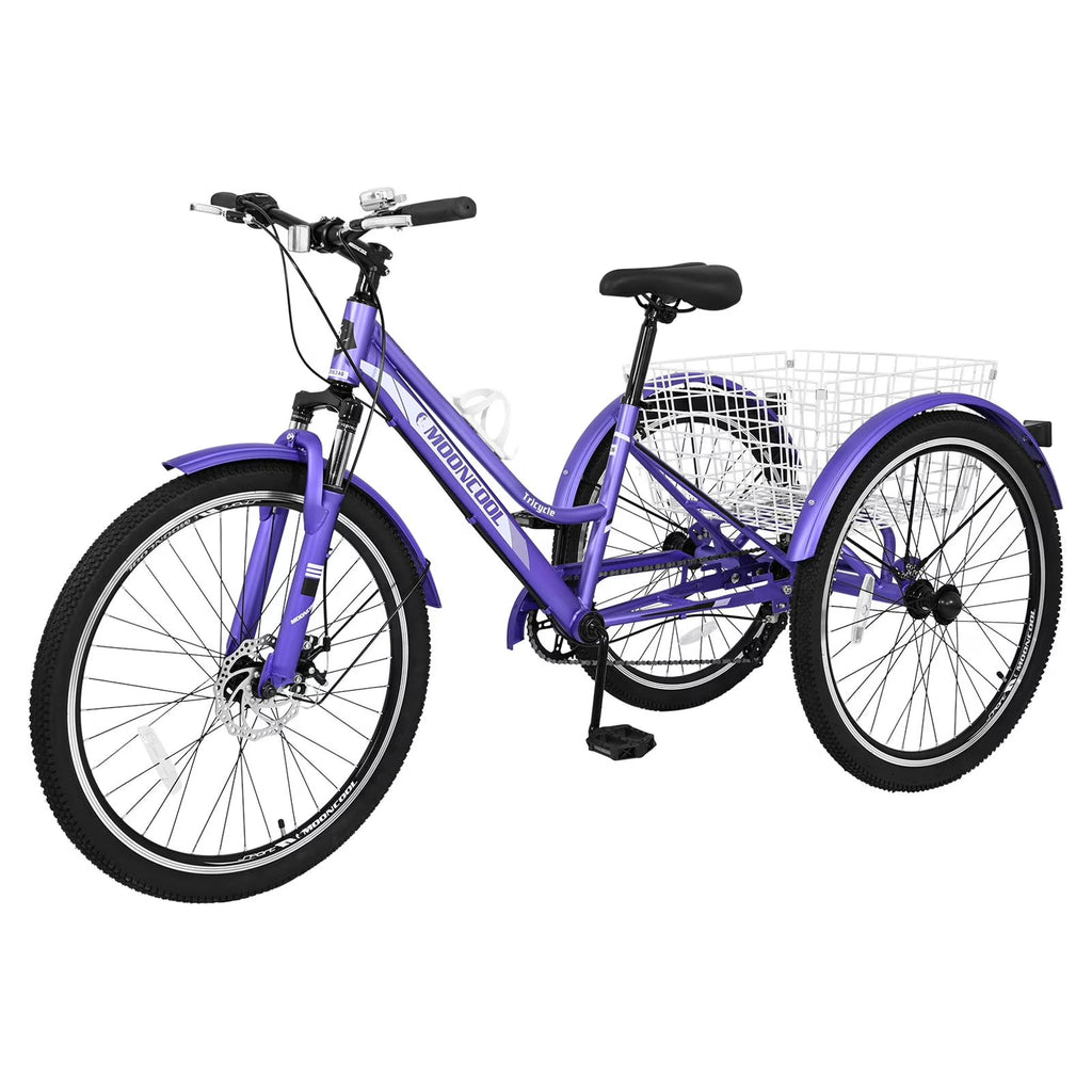 Adult Tricycle 7 Speed Three Wheel Bike with Shopping Basket K678