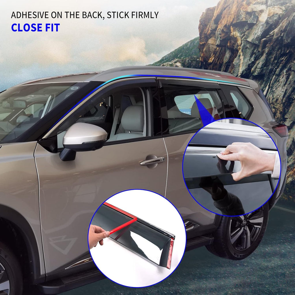 Smoke 4pcs Side Window Deflector Rain Guard for Nissan Rogue E665
