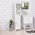 White Tall Storage Cabinet with Door and Open Shelves V20698