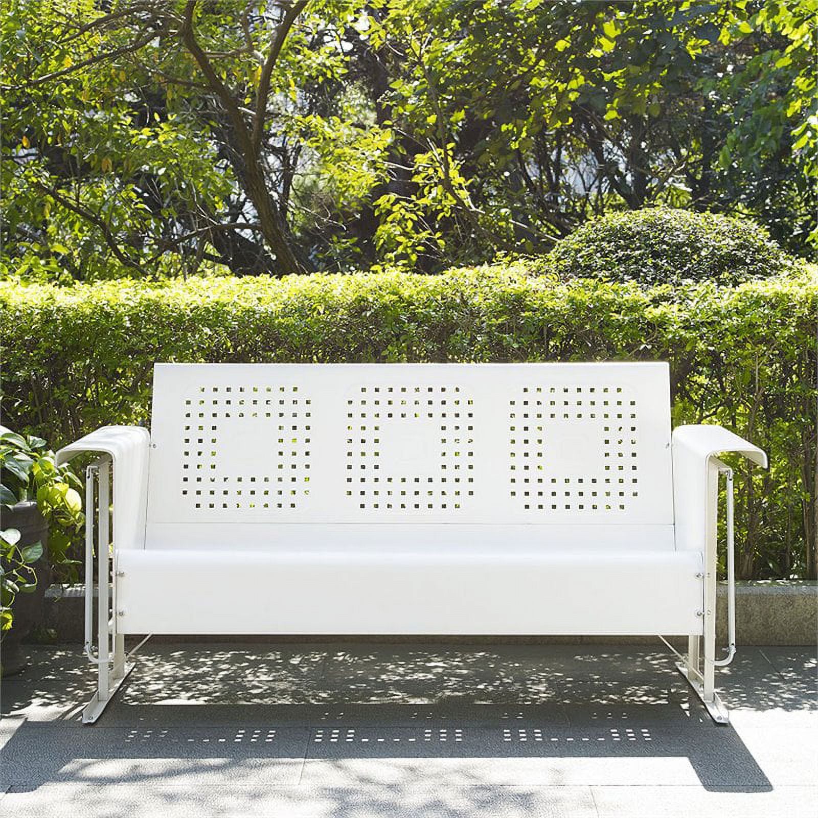 White Metal Gliding Patio Sofa Q342800