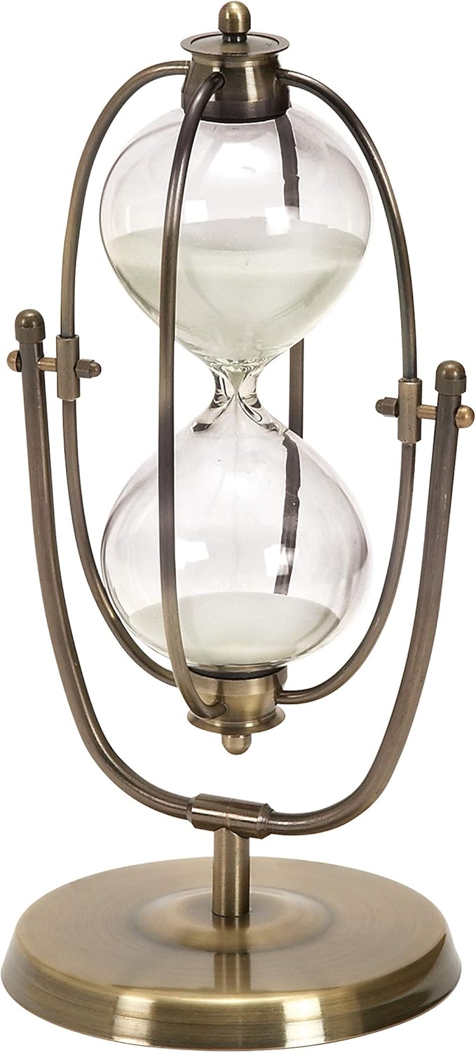 Silver Acrylic Hourglass Sand Timer with Iron Cage, 6 L x 6 W x 12 H, Pack of 2 G287268