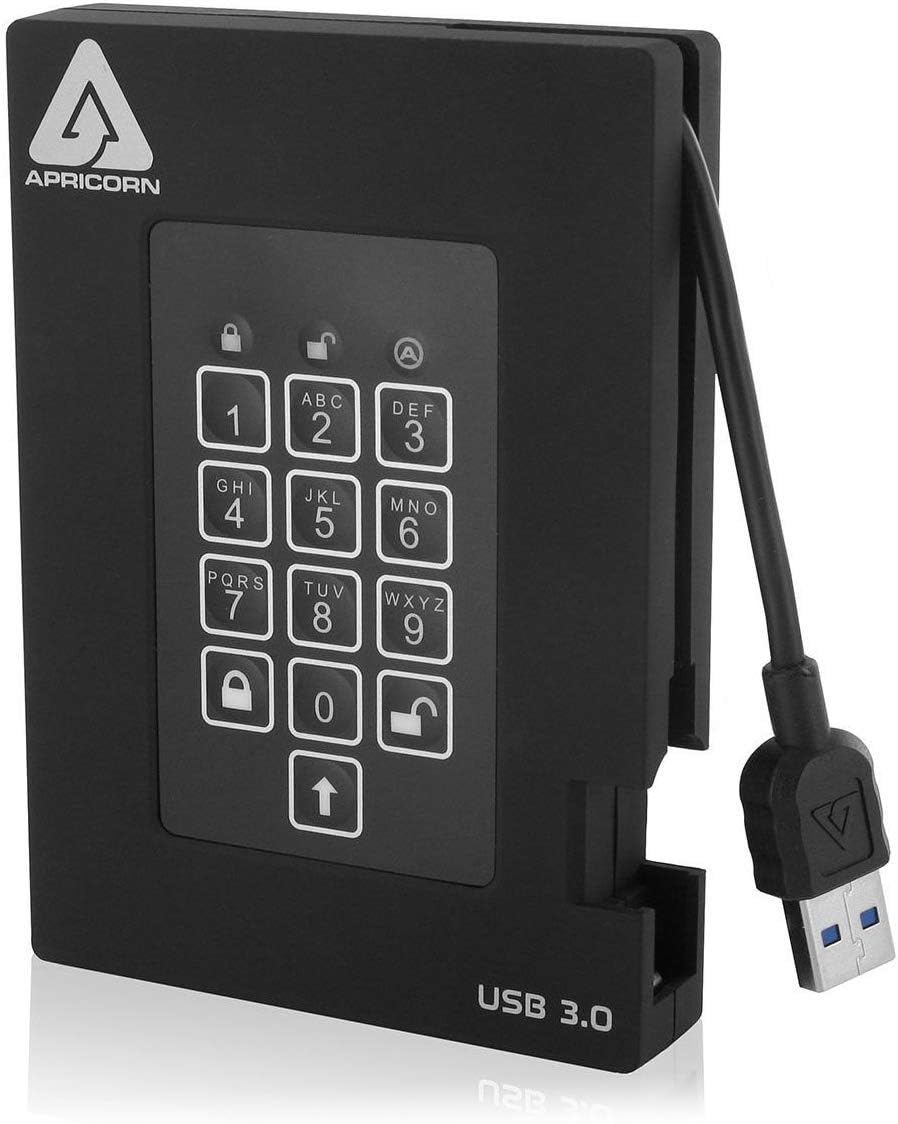 2TB 256-Bit Encrypted USB 3.0 Hard Drive with PIN Access E49064