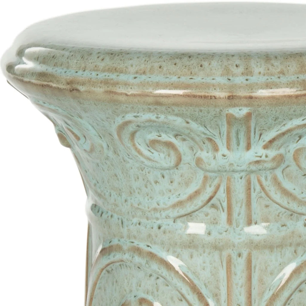 Aqua Ceramic Garden Stool G566402