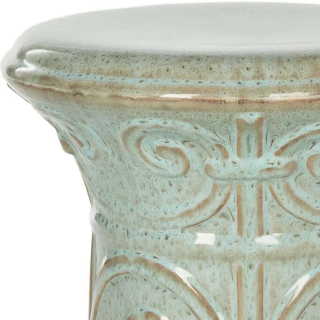Aqua Ceramic Garden Stool G566402