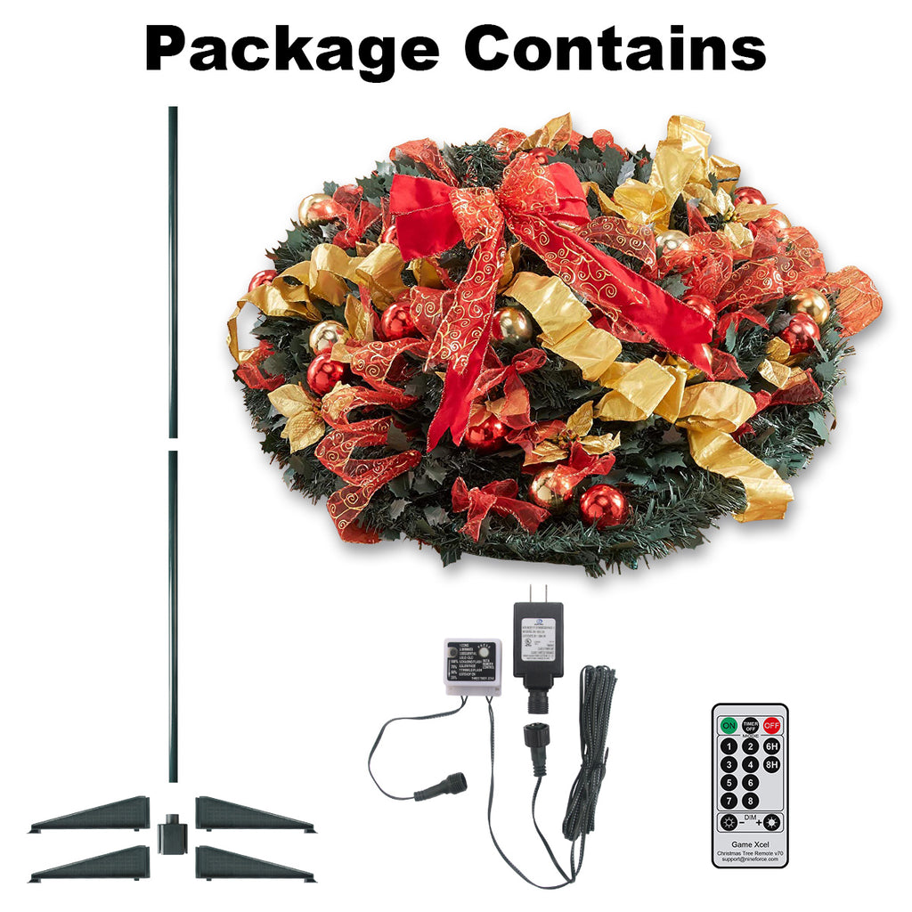 Red Gold Pre-lit Pop Up Christmas Tree with Remote M685